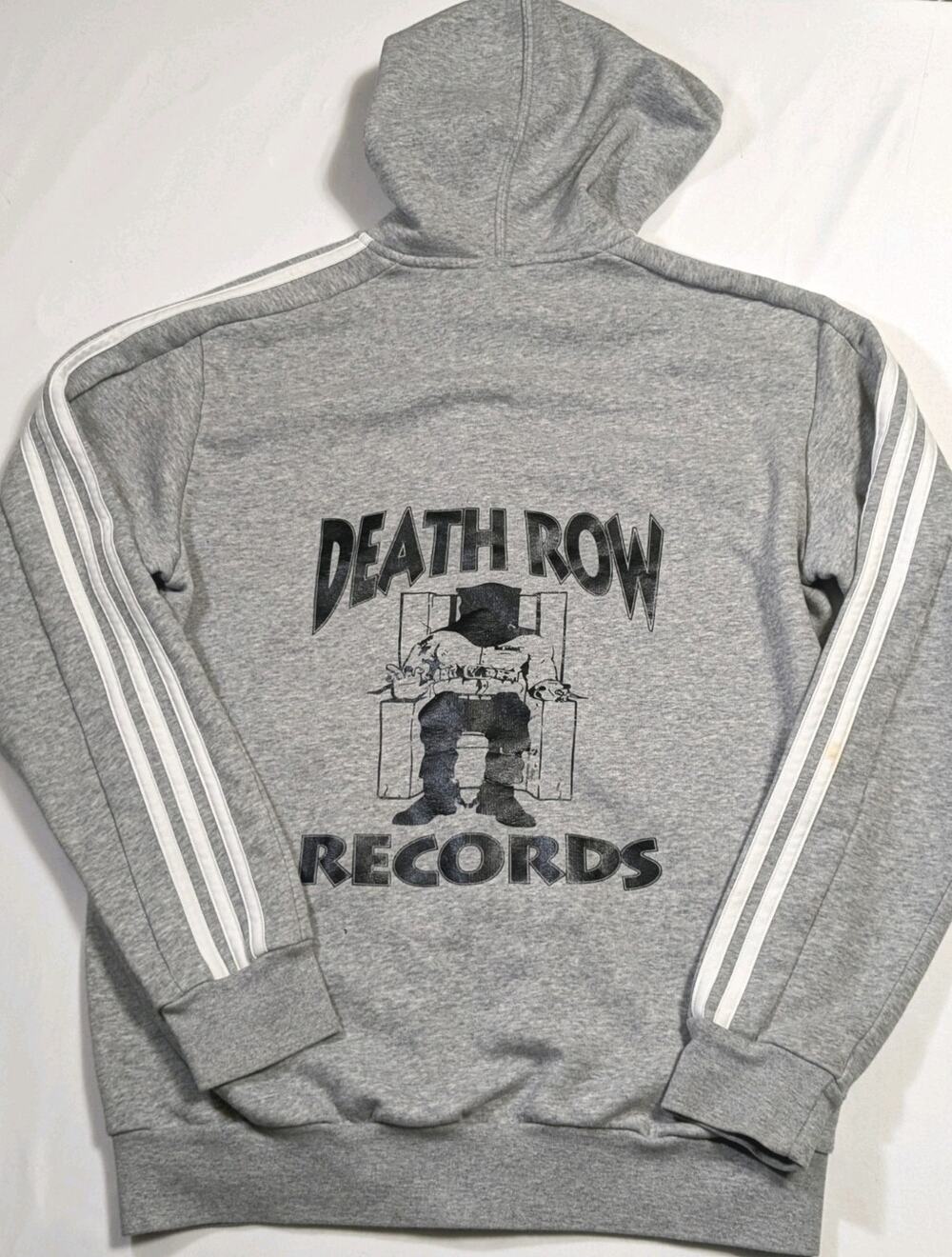 Adidas Essentials 3-Stripes Full Zip Hoodie Grey Mens Small Death Row Records
